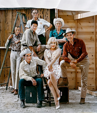 Frank Taylor, Montgomery Clift, Eli Wallach, Arthur Miler, Marilyn Monroe, John Huston and Clark Gable, 1960