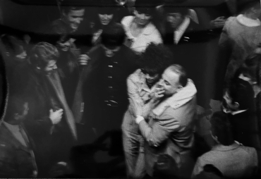 Johnny Hallyday, Françoise Hardy, Hugues Auffray, Bob Dylan, Bruno Coquatrix, à l’Olympia, 24 mai 1966